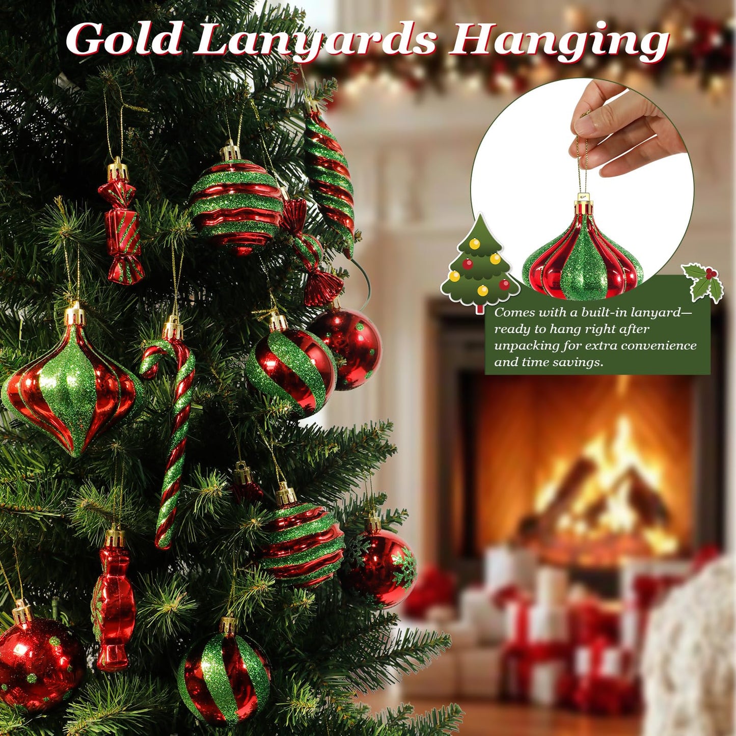 50PCS Christmas Ball Ornaments Candy Lollipop Set, Xmas Decoration Hanging Gloss Candy Canes Ball Pendants - Green Candy