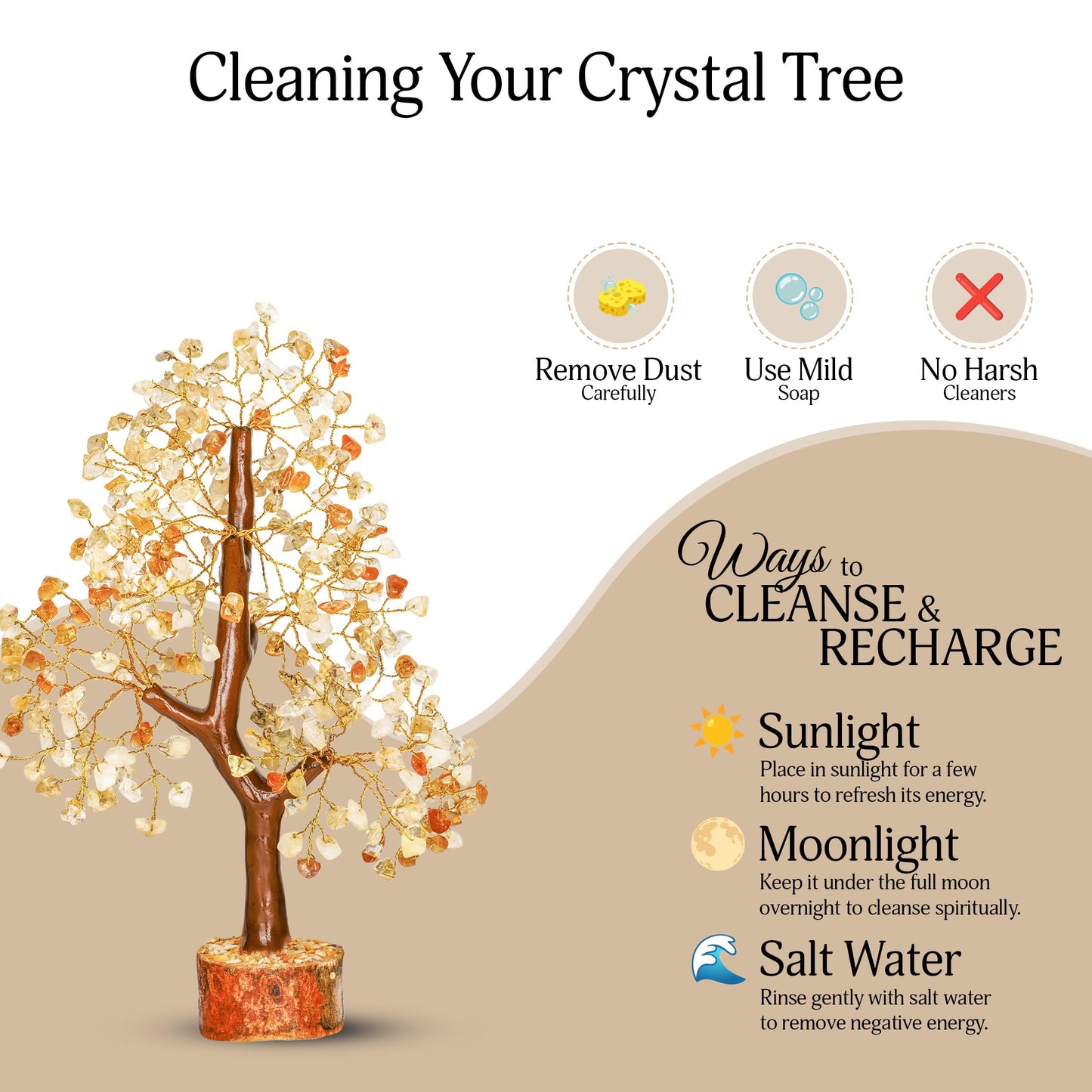 YATSKIA Citrine Tree | Gemstone Money Tree Feng Shui | Good Luck Crystals | Shelf Decor for Bedroom | Crystal Desk Decor | Healing Gift | Birthday Gifts for Women | 10 Inch