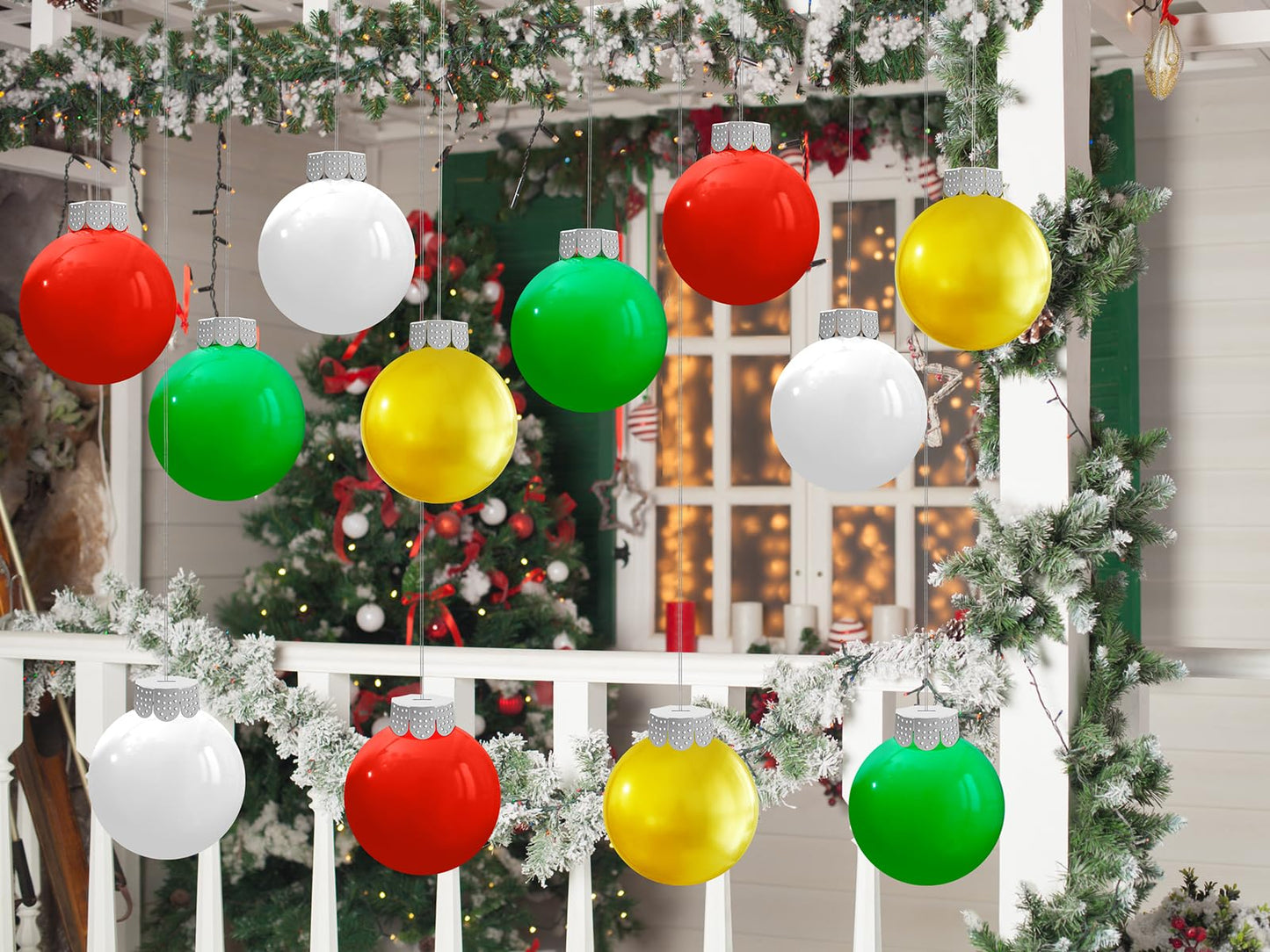 YONTUS 9 Inches Blow up Christmas Ornaments, Inflatable Christmas Balls Outdoor, Christmas Decorations for Porch (8 Pcs)