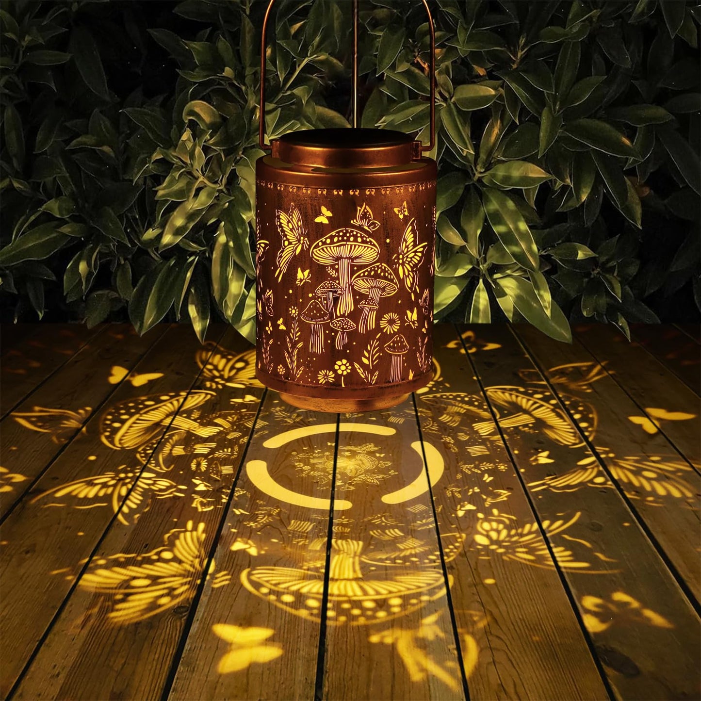 Solar Lanterns Outdoor Waterproof Mushroom Butterfly Garden Decor Gifts for Women Mon Grandma Metal Hanging Solar Lights Decoration for Outside LED Lanterns for Yard Patio Lawn