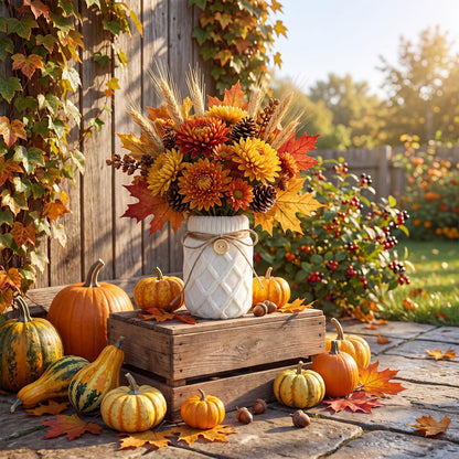 Newtay Fall Table Centerpiece 2 Pieces Mason Jar Vase with White Sweater Cove 17 oz Glass Flower Vase Rustic Autumn Farmhouse Table Decoration with Knit Bow and Button, Cozy Home Decoration