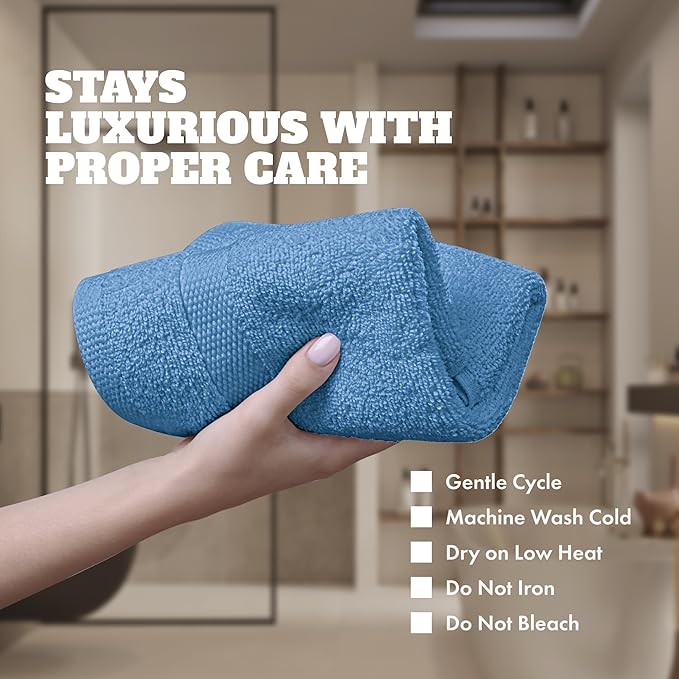 White Classic Wealuxe Light Blue Washcloths 24 Pack
