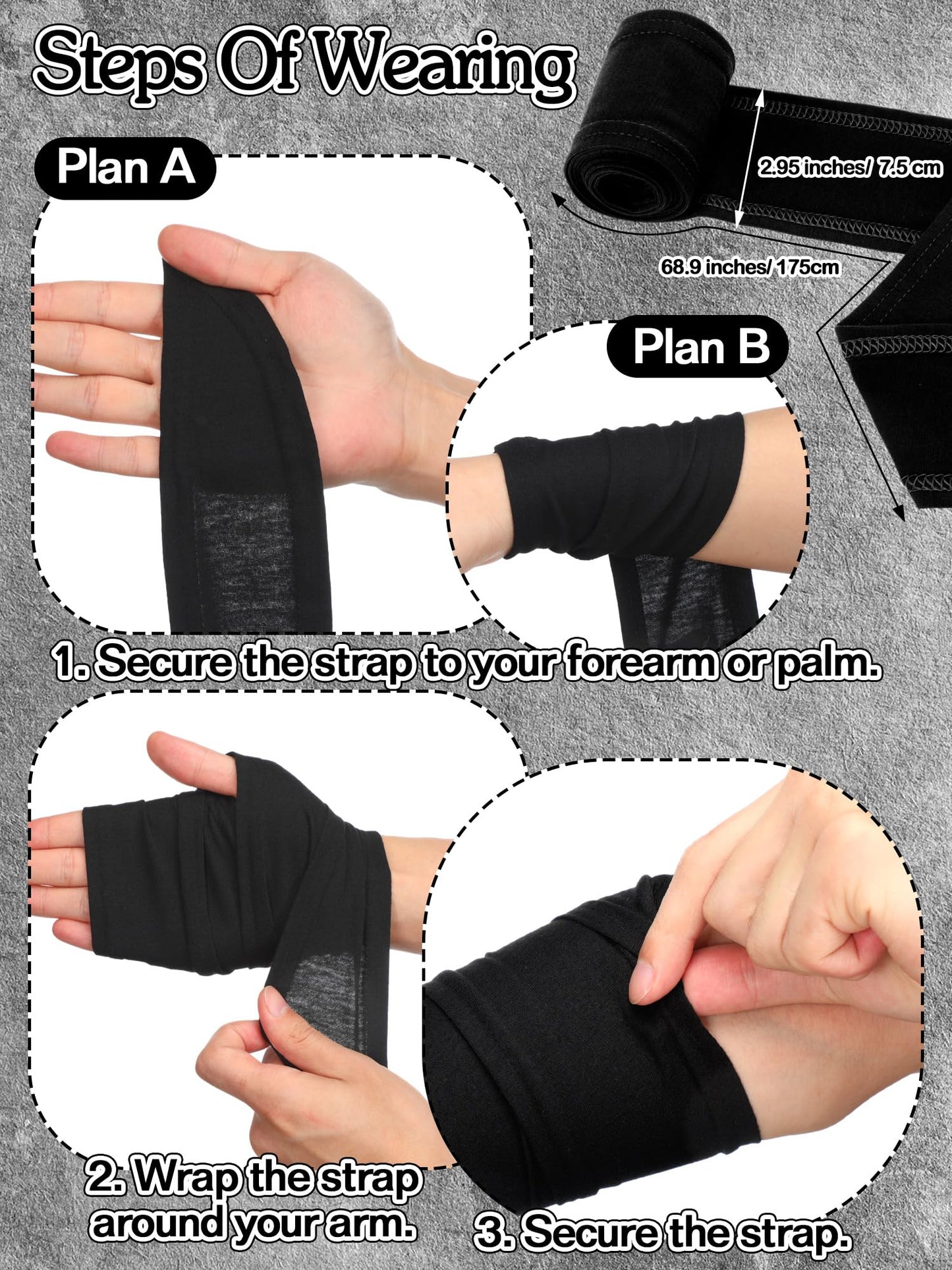 Bonuci Medieval Hand Wraps Renaissance Arm Wraps Cotton Fabric Bracers LARP Armor Costume for Halloween Cosplay Accessories (Black)