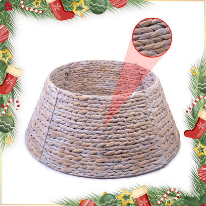 KOLWOVEN Tree Collar Large to Small Christmas Tree, 28" Christmas Tree Ring Adjustable Water Hyacinth Skirt, Christmas Tree Skirt for Decoration, Base Protection from Pets (Water Hyacinth-White)