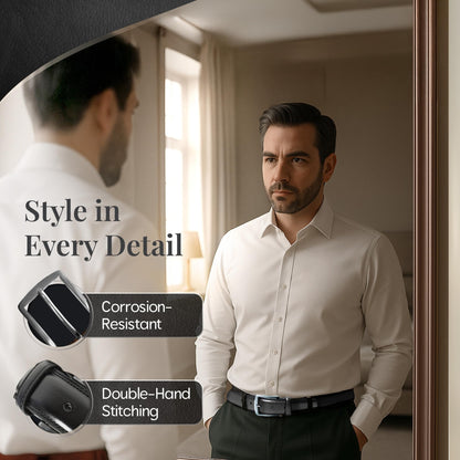 Access Denied Genuine Leather Dress Belts For Men - Mens Belt For Suits, Jeans, Uniform Black Belt - Designed in the USA - Holiday Christmas Gifts For Men