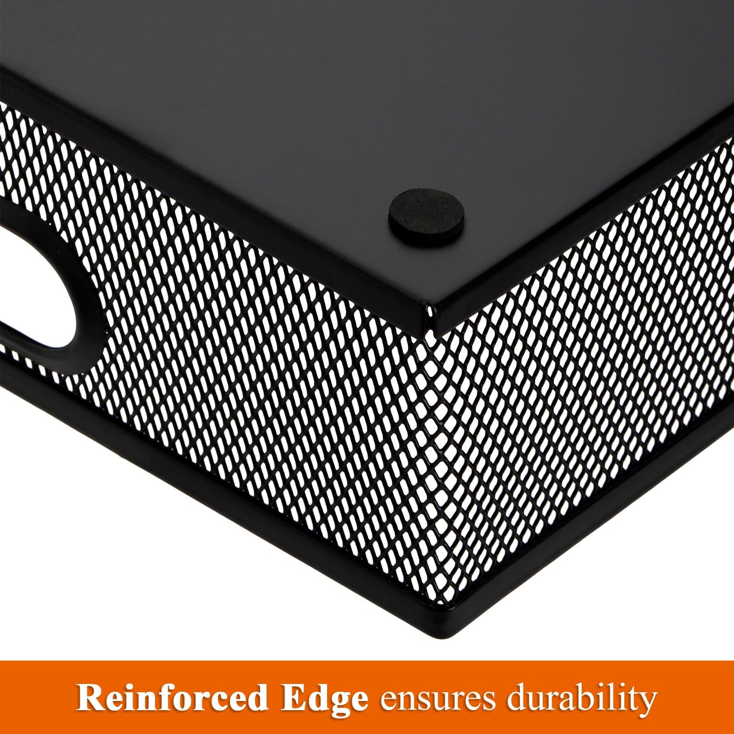 Elsjoy 2 Pack Desk Drawer Organizer Tray, Metal Mesh Desktop Storage Tray Office File Organizer with Handle, Portable Large Storage Basket for Office Supplies, Craft, Magazine, Paper