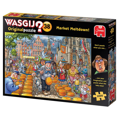 Jumbo, Wasgij, Original 38 - Market Meltdown!, Unique Collectable Jigsaw Puzzle for Adults, 1,000 Piece