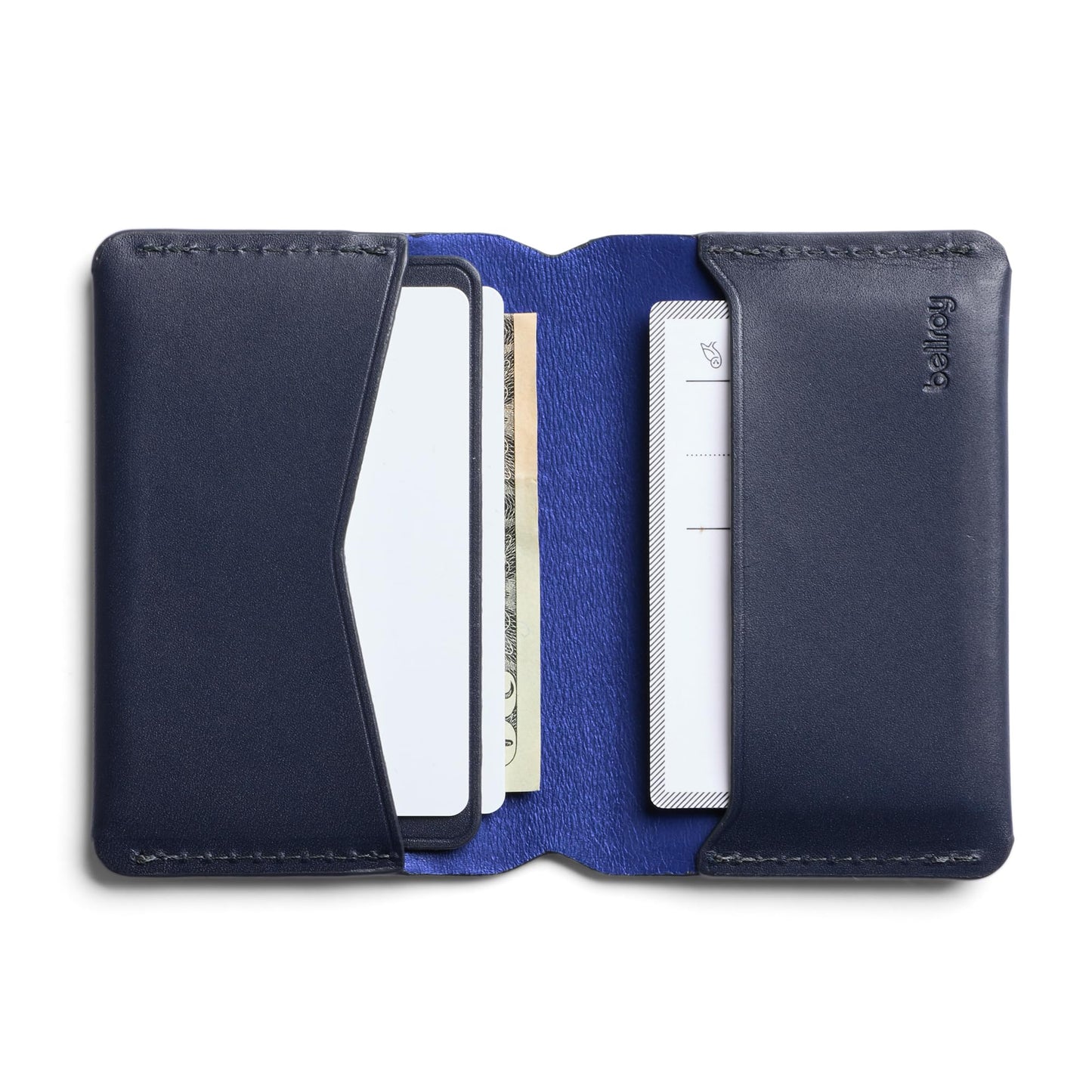 Bellroy Under Cover (slimline leather card wallet/holder with card storage, quick access slot, plus space for folded bills) - Navy