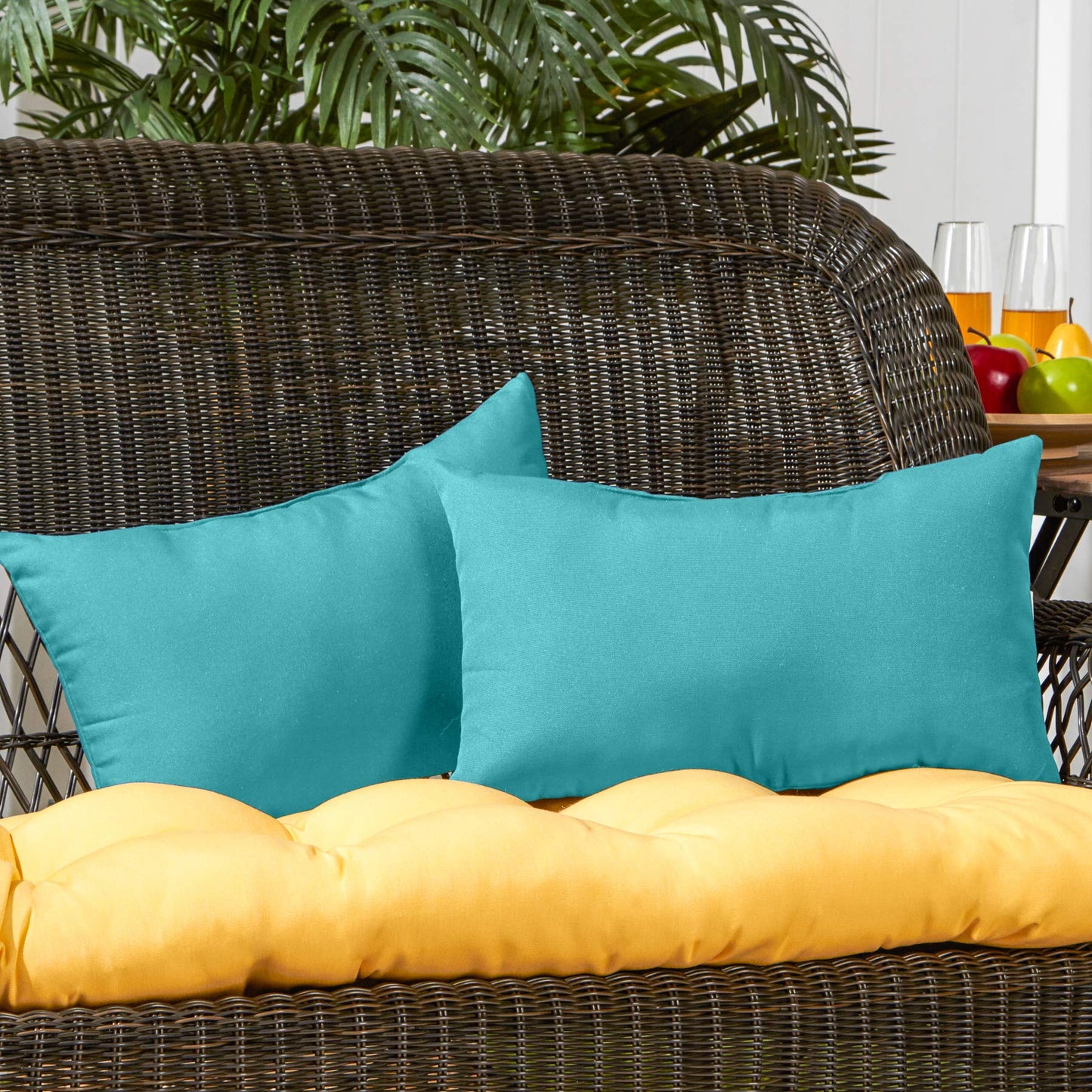 Greendale Home Fashions 2-Pack Outdoor 19x12 inch Rectangle Decorative Throw Pillow, Arctic