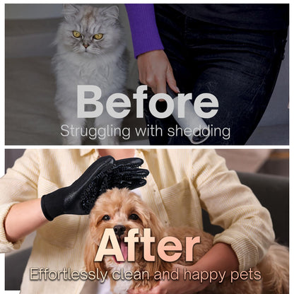 PET MAGASIN Dog Washing Gloves, Grooming Gloves for Dogs, Dog Brush Glove & Pet Hair Removal Glove for Easy Grooming & Bathing, High-Density Silicone for Gentle Pet Care (Black, Medium)