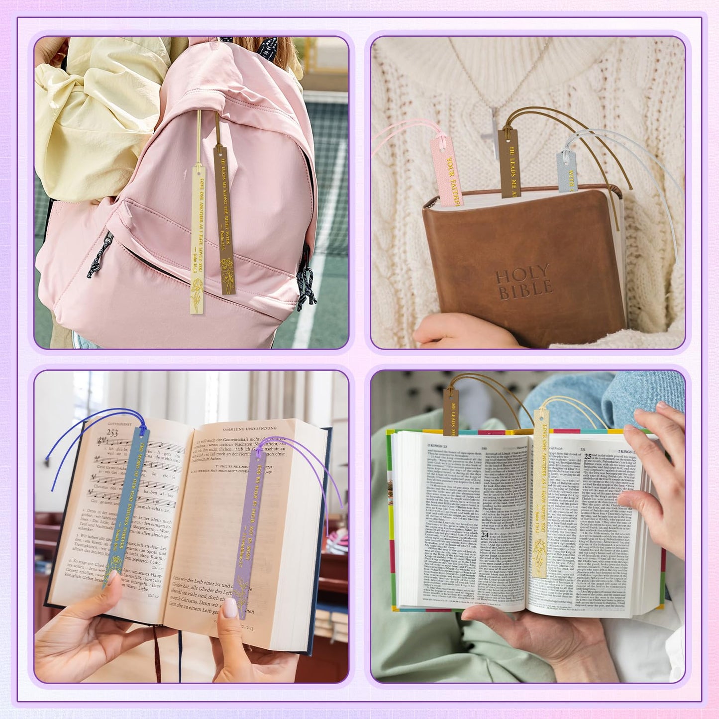 Bible Bookmark Christian Bookmarks, Pretty Bulk Leather Page Markers Religious Verse Scripture Book Marks for Reading Women Men Adults Book Lovers Christian Gifts Personalized Inspirational(20pcs)