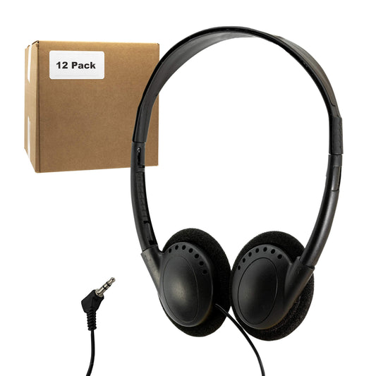 *(6 Pack)* Bulk Headphones for School Library Classroom Airplane Hospital Museum Hotel Tours Gym Students Adjustable Disposable Reusable Comfortable Compact and Easy to Store Headsets (6 Pack)