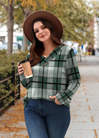 WIHOLL Long Sleeve Shirts for Women Fall Outfits V Neck T Shirts Button Down Tunic Tops Fashion Clothing