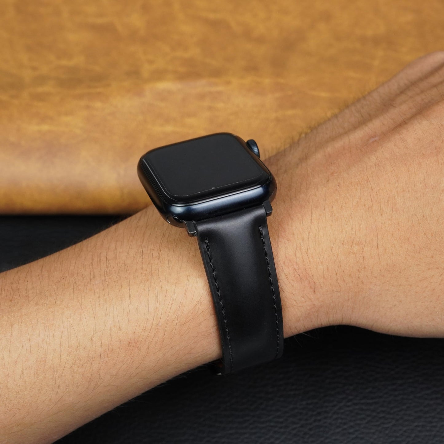 Black Full Grain Leather Watch Strap Compatible for Apple Watch Bands With 49mm 46mm 45mm 44mm 42mm Iwatch Men Handmade Replacement Band For Smartwatch Series 11 10 9 8 7 6 5 4 3 2 1 SE Gift Vintage AW-201-DE-LL
