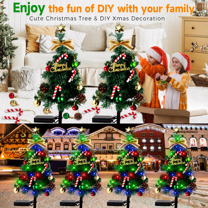 BEIDOULU Solar Christmas Decorations Outdoor，DEIDOULU Solar Christmas Tree, 2 Pack 40 Led Light 2 Modes Outdoor Xmas Tree Light décor Pathway Lights Patio Yard