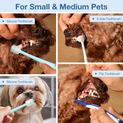 MISSELF Ultra Soft Nano Dog Toothbrush Kit for Small Breed, Silicone 360 Pet Tooth Brushes for Dogs Cat,Canine Dental Care Set of 3 Different Shapes