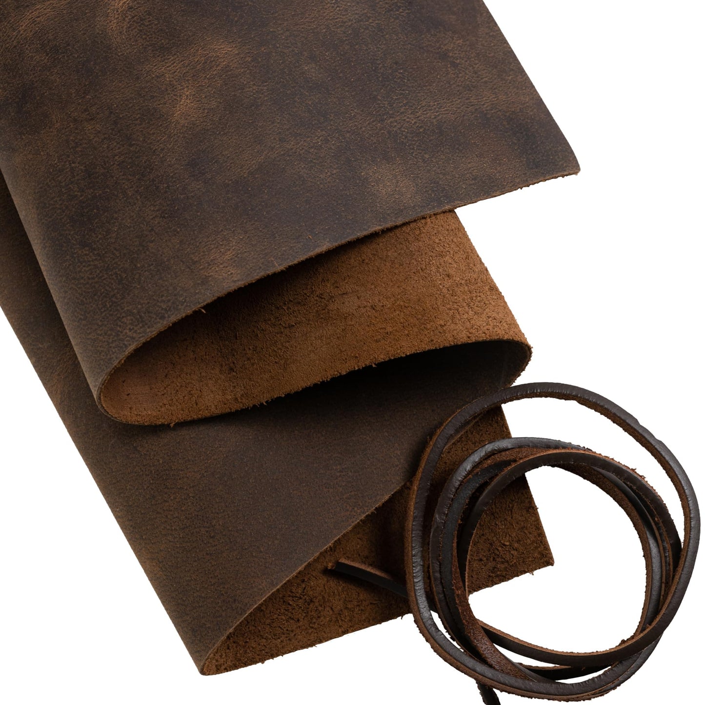 Moonster Genuine Leather Sheets for Crafts, Tooling Leather Sheet 12" x 24" – Full Grain Buffalo Fabric, Crafting Kit, Veg Tan Hide for DIY Projects with 36" Cord – Soft Brown