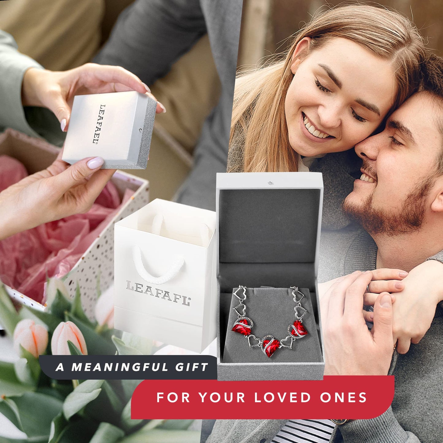 Leafael Infinity Love Heart Gift Bracelet for Women, January & July Birthstone Crystal, Siam Ruby Red, Silver Tone Birthday Jewelry for Her, Mom, and Wife, 7-inch Chain and 2-inch Extender