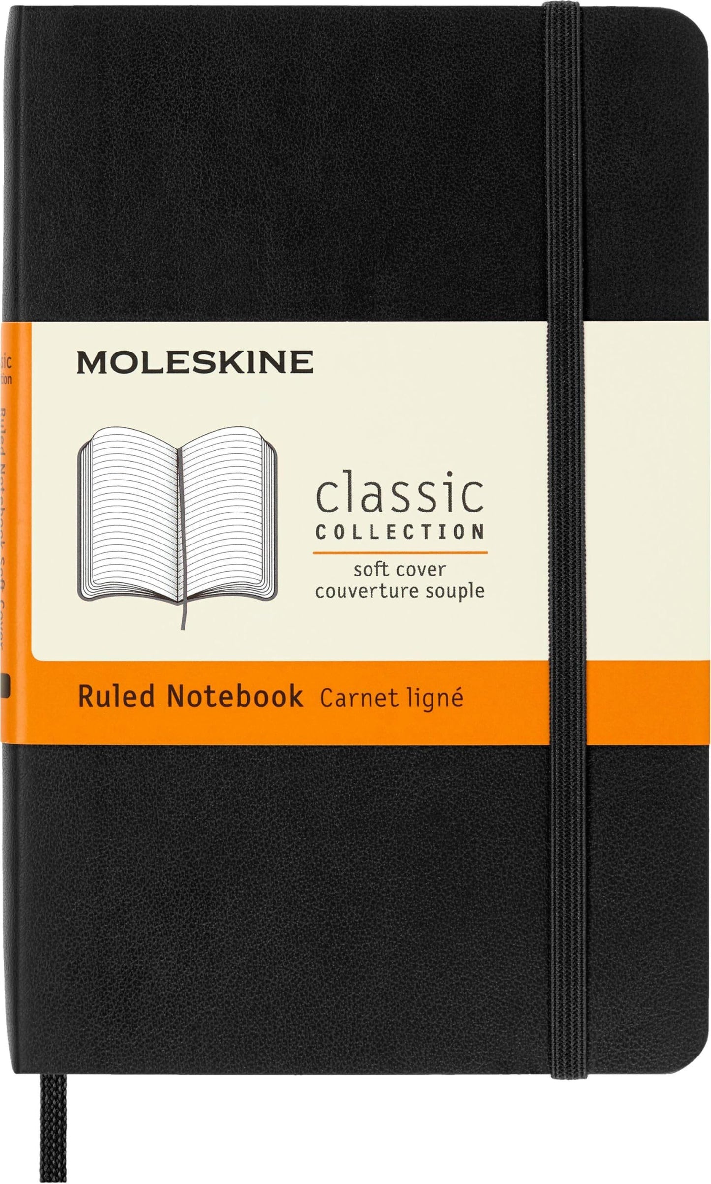 Moleskine Classic Notebook, Soft Cover, Pocket (3.5" x 5.5") Ruled/Lined, Black, 192 Pages