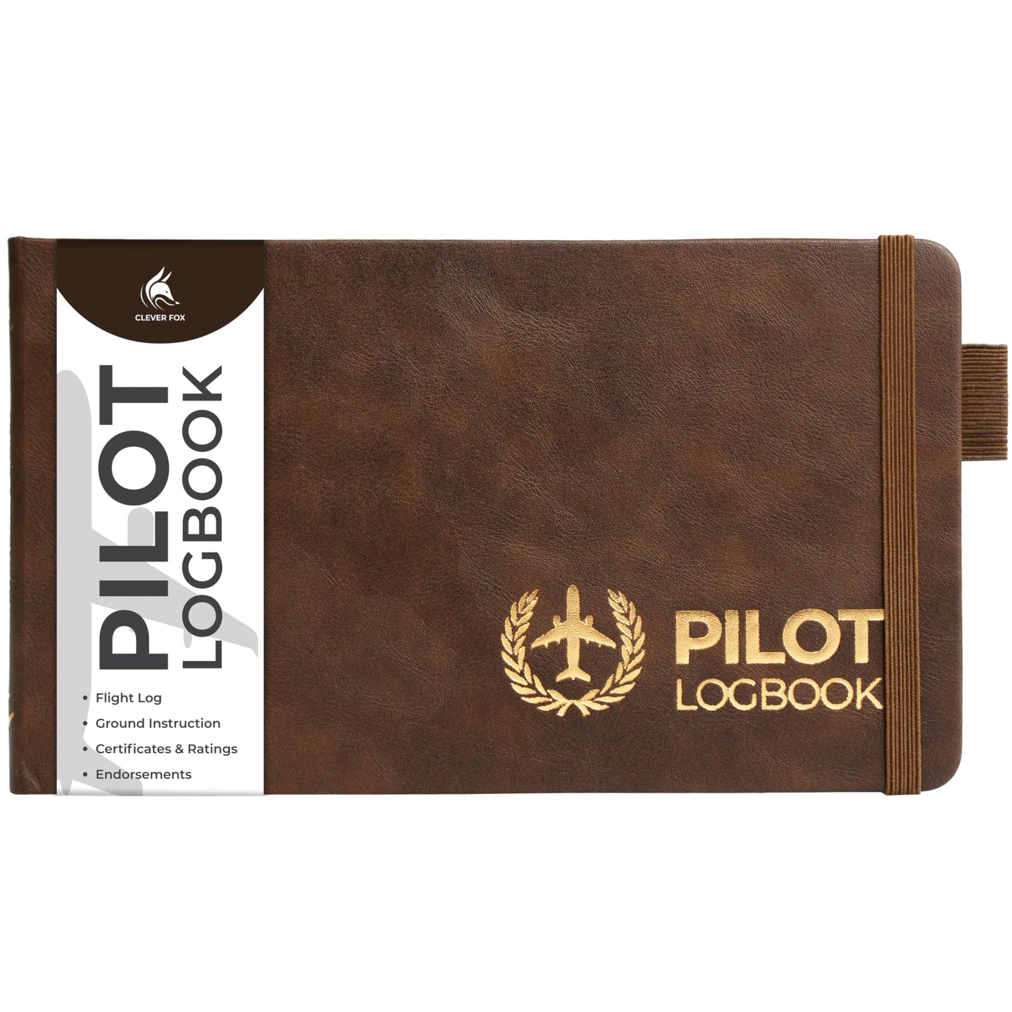 Clever Fox Pilot Logbook – Hardcover Flight Log Journal for Professional & Student Pilots – Aircraft Record Book, Aviation Gifts & Gear (Aviator Brown)