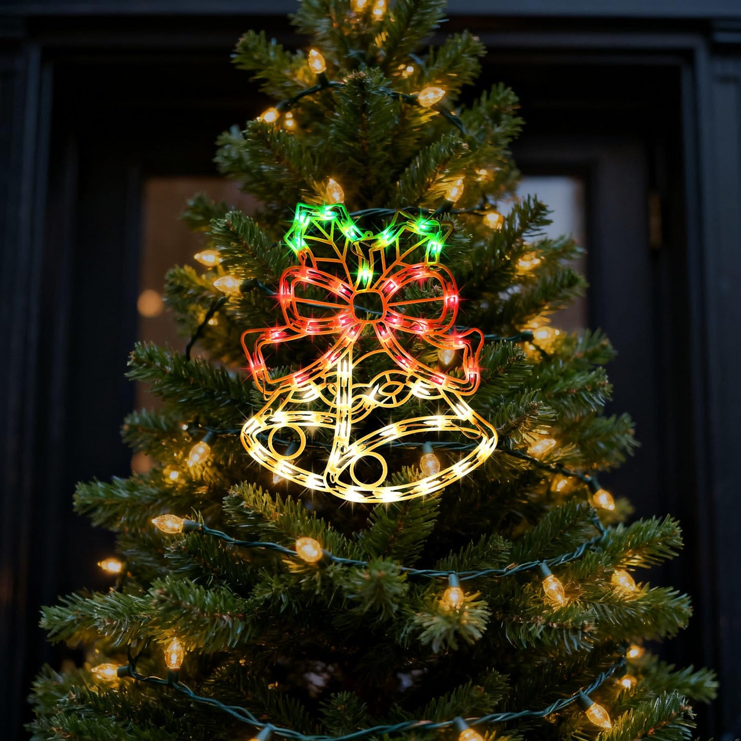 15Inch Christmas Bell Light,Bell Decoration Lights,Christmas Window Silhouette Light,Double Side Sign Lamp Decoration for Holiday Indoor Wall Door Glass Decorations