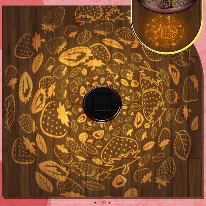 Solar Lanterns Outdoor Waterproof,Strawberry Hollowed-Out Metal Decor Lantern, Hanging Solar Lights Decoration Outside,Gifts for Women mom Memaw