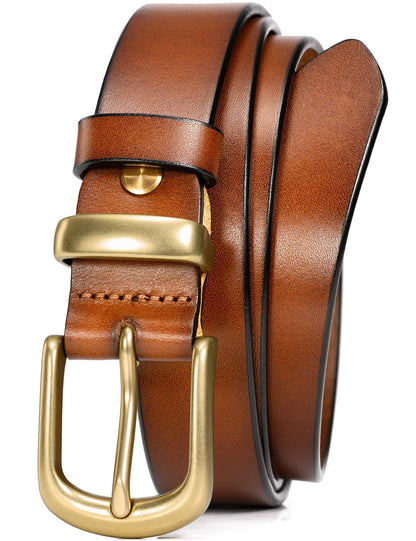 WOLFANT Womens Belts for Jeans in Gift Box,1.1" Ladies Belt with Gold Buckle,100% Italian Full Grain Real Solid Leather