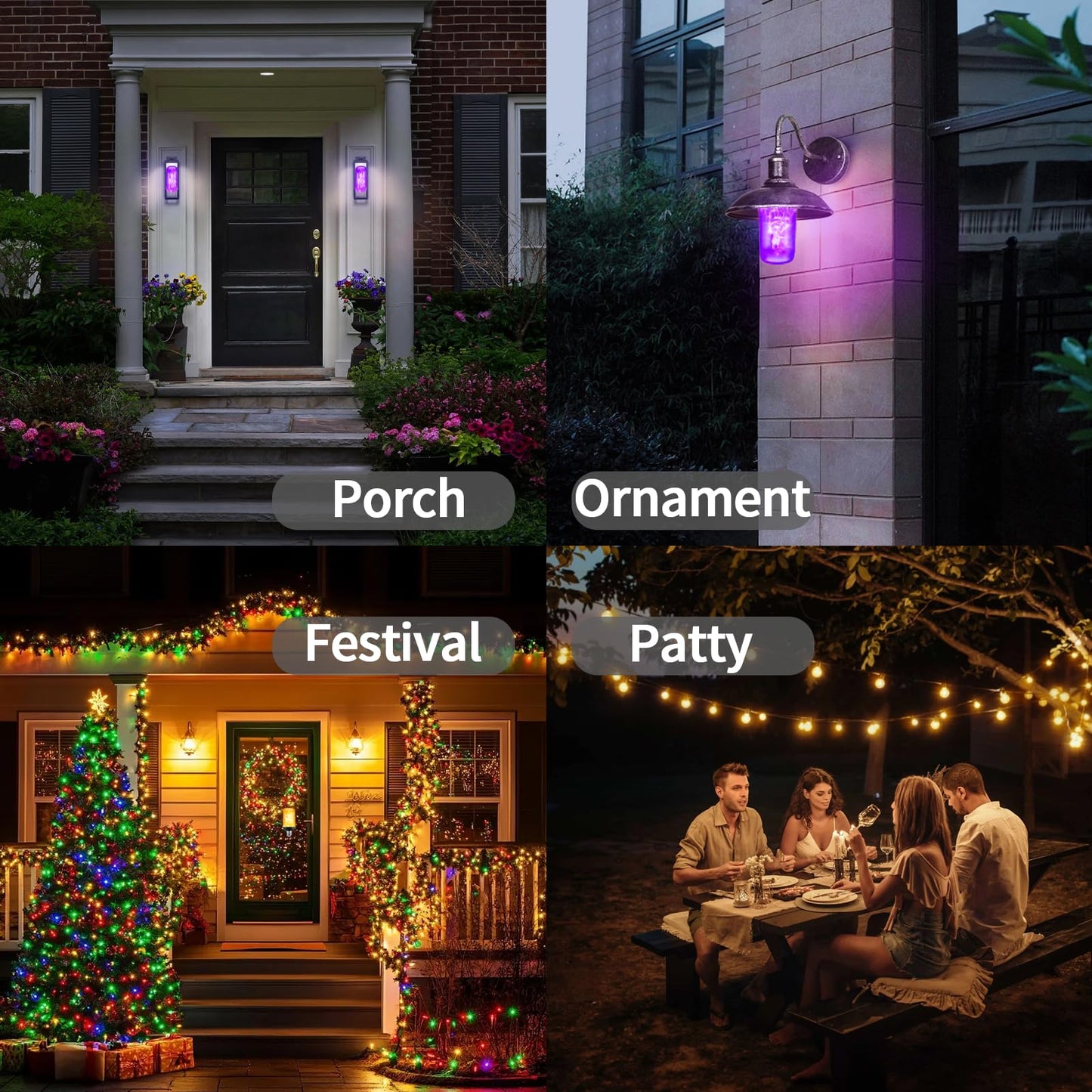 JAHEKS Orange Purple Flame Light Bulbs, Flickering Light Bulb with 4 Modes Upside Down Effect, 5W E26 Base LED Fire Lights for Halloween Christmas, Indoor Outdoor Party Home Patio Porch Decor