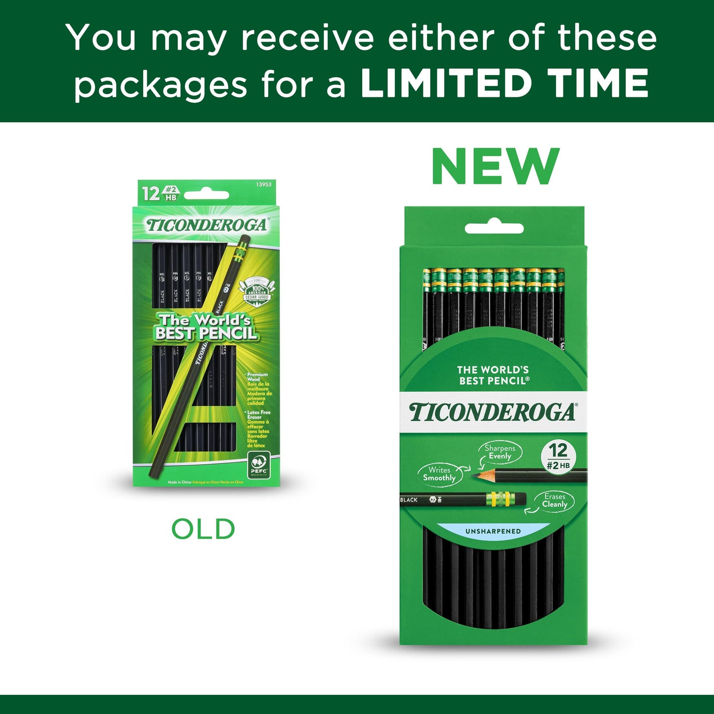 Ticonderoga Pencils, Wood-Cased Graphite, #2 HB Soft, Black (13953) (Pack of 6, 72 Count Total)