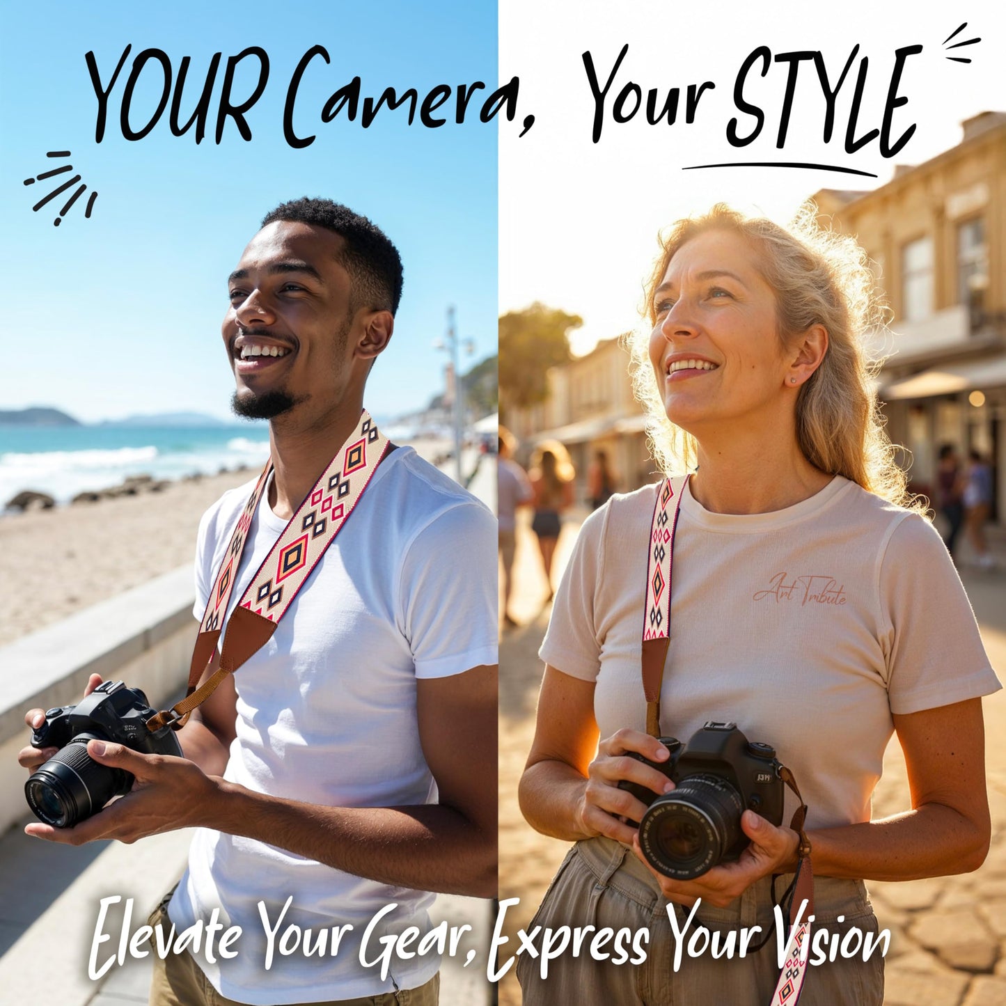 Art Tribute Camera Strap For Photographers Padded Universal Fit Neck Shoulder & Crossbody Strap Quick Release For DSLR/SLR/Mirrorless Canon Nikon Sony Olympus Compatible Great Gift for Photographers