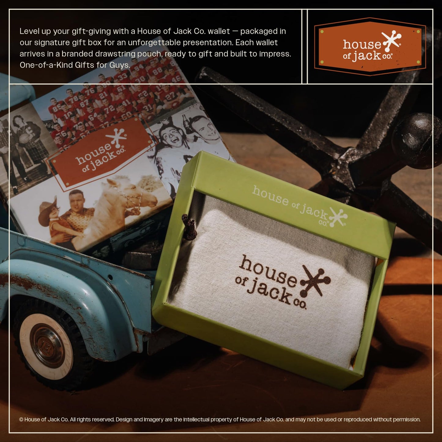 House of Jack Co. Ivor Men's Bifold Money Clip Wallet, Super Strong Magnetic Clip Holds 15+ Bills, Full Grain Leather Slim Front Pocket Wallet, 10 Card Holder, Gift for Men, Brown