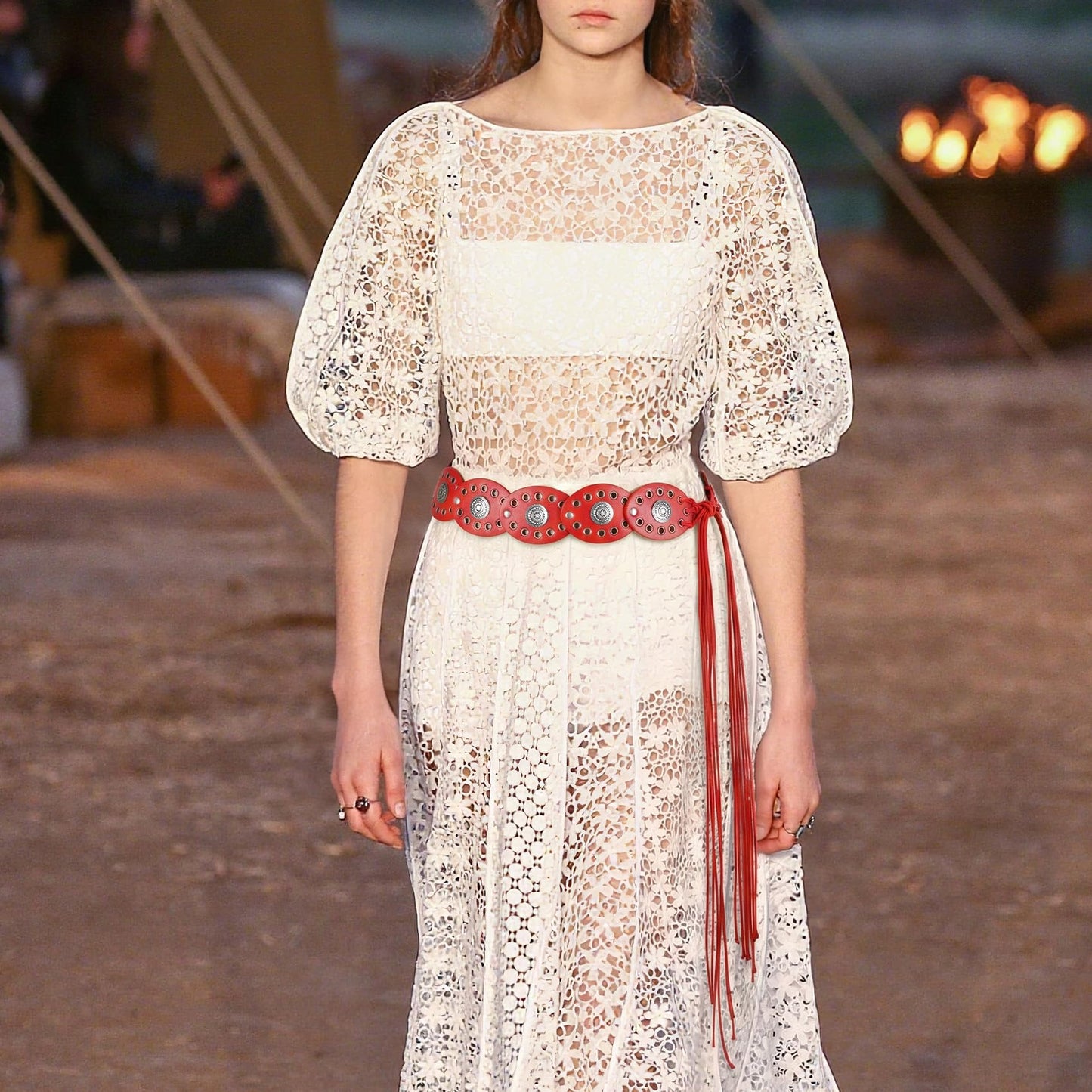 XZQTIVE Women's Boho Disc Belt Concho Western Cowgirl Cowboy Belt for Ladies Wide Vintage Leather Waist Belt for Dress