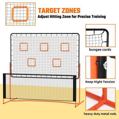 GCCSJ Pickleball Rebound Net, Pickleball Rebounder Training Equipment, for Single Player Practice Hitting, Doubles, Suitable for Garage, Backyard, Park, Indoor and Outdoor (Orange)