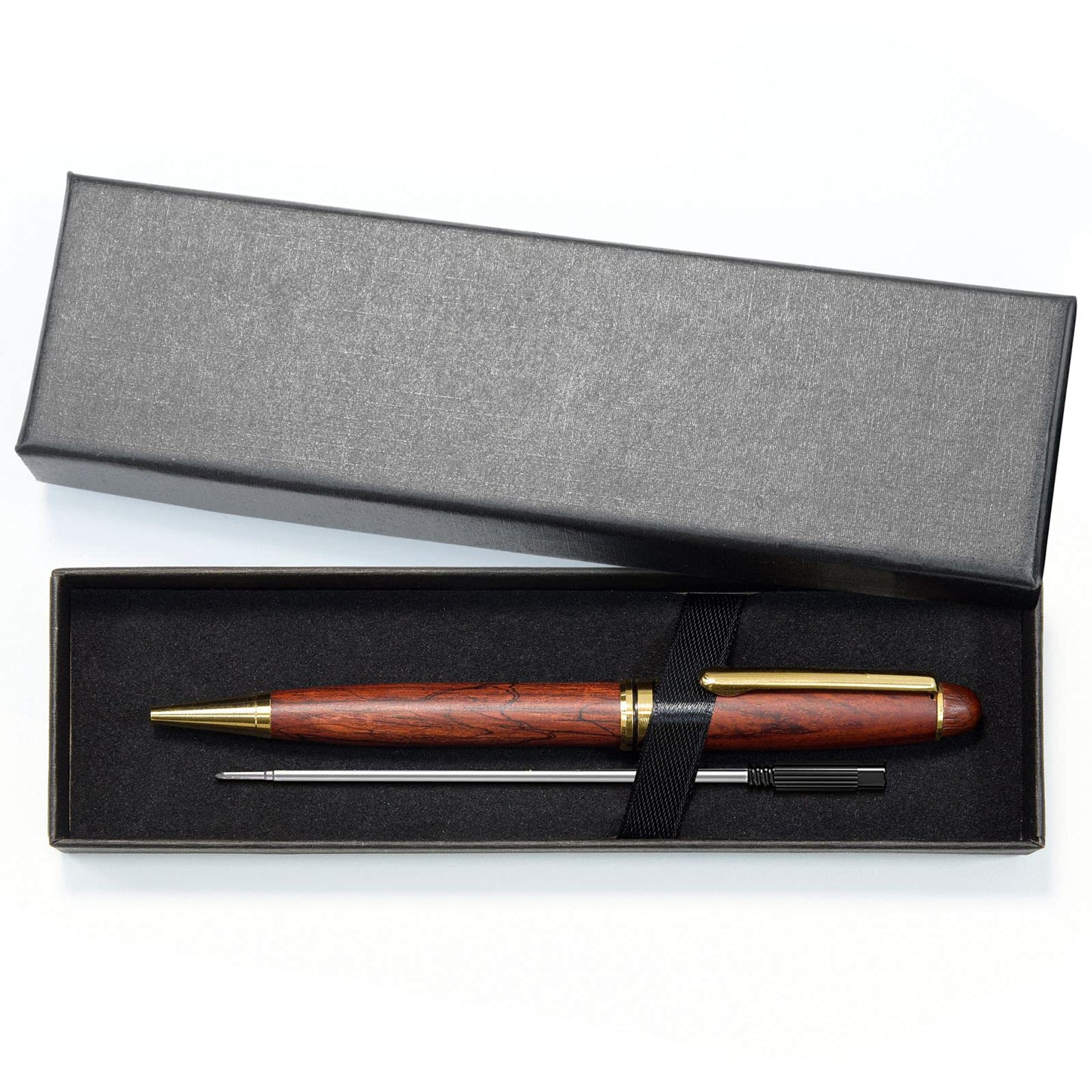 Cambond Wood Ballpoint Pens Gift Set - Luxury Wooden Pens for Men Women Journaling Executive Office, 1.0 mm Medium Point Black Ink, Retractable Twist Writing Pen with Box, 3 Pens with 3 Refills