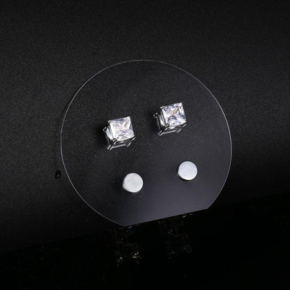 Yadoca 4 Pairs Stainless Steel Magnetic Stud Earrings for Men Women Non-Piercing Clip On Earrings Cubic Zirconia 4-7 mm