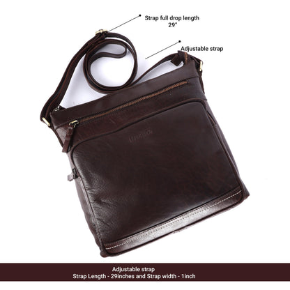 LEDERBUCK Olga Women's Extra-Large Genuine Leather Crossbody Purse – Soft Triple-Zip Shoulder Bag (Brown)