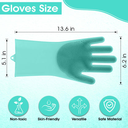 ZENELANEP Pet Grooming Gloves - High-Density Silicone Gloves with Enhanced Five Finger Design for Washing, Bathing and Massaging Dogs and Cats (Green)