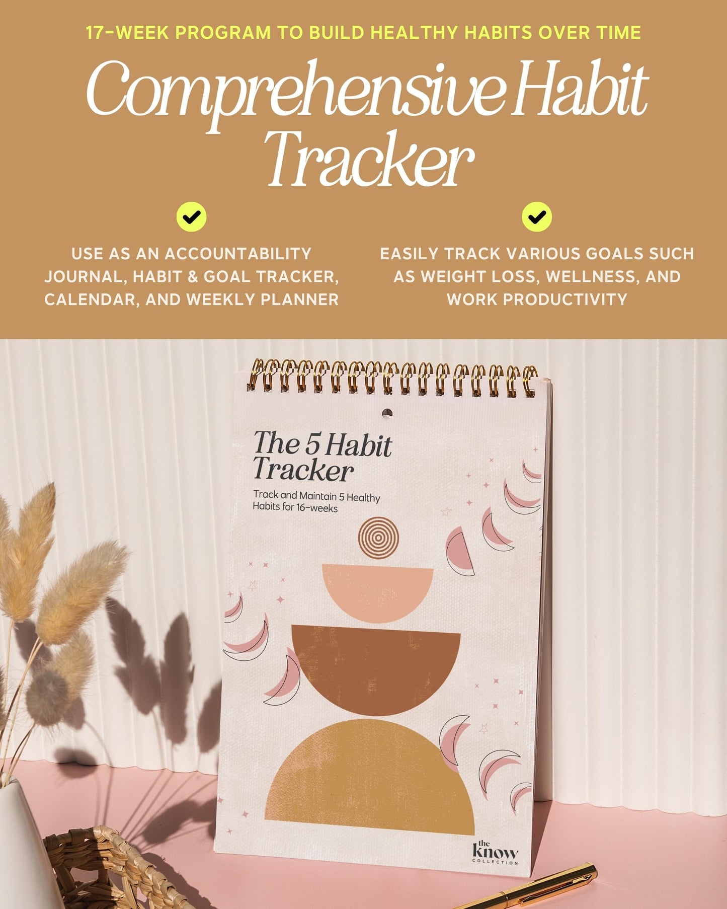 I Know Collection Weekly Habit Tracker Journal - 17-Week Goal Planner & Self-Care Journal - Spiral-Bound Wellness & Productivity Tracker - Daily, Weekly, and Monthly Habit Calendar