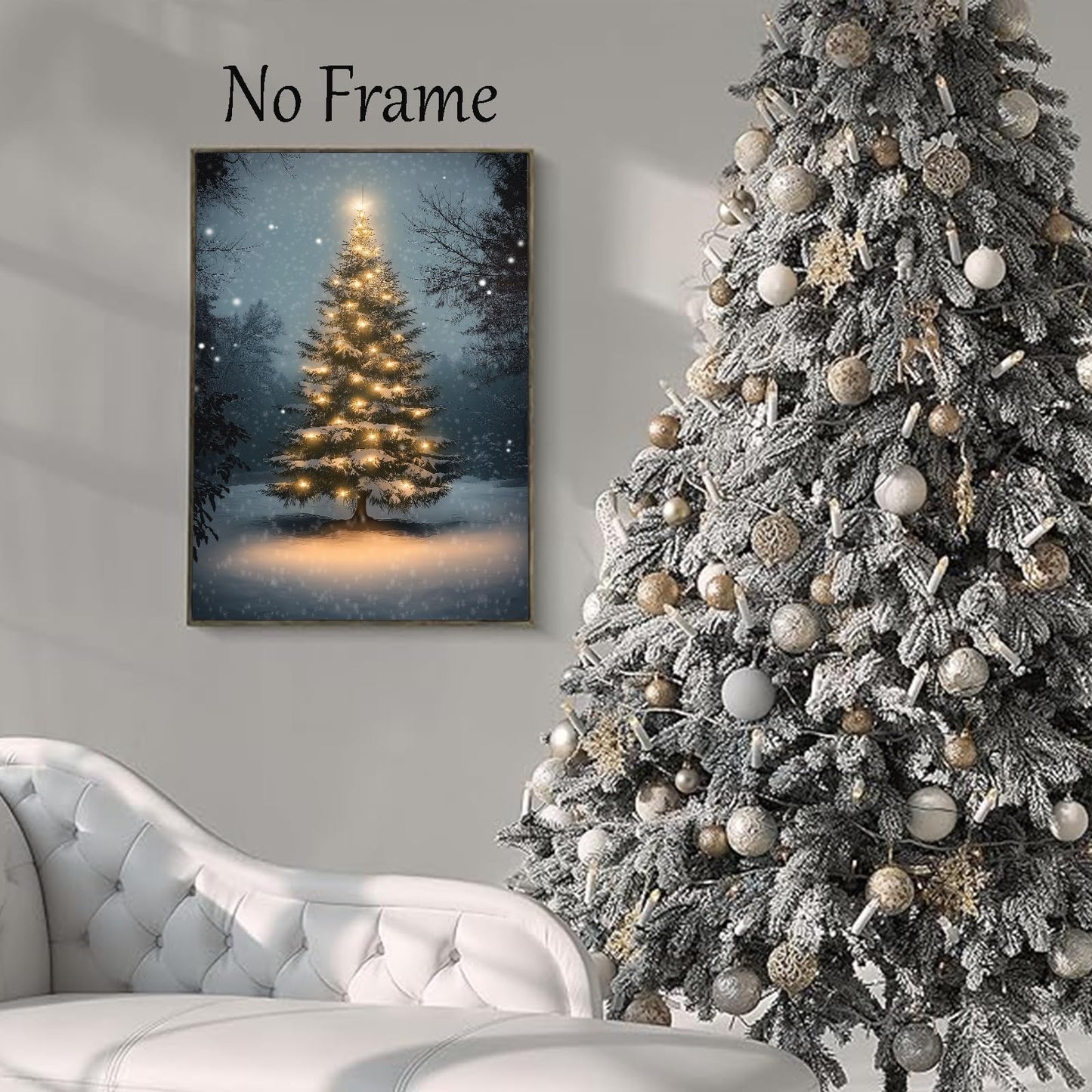 Lauximart Winter Pine Forest Christmas Wall Art Rustic Landscape North Prints Vintage Christmas Wall Art Snowy Landscape Art Scene Winter Aesthetic Poster Rustic Tree Print 16x24inch No Frame