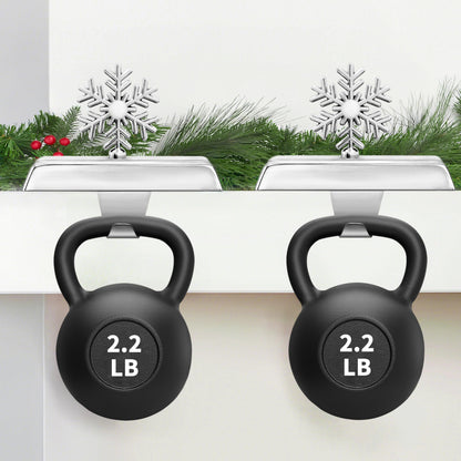 SYITCUN Stocking Holders for Mantle, 4 Pcs Weighted Christmas Stocking Holder, Magnetic Silver Snowflakes Stocking Hooks for Fireplace