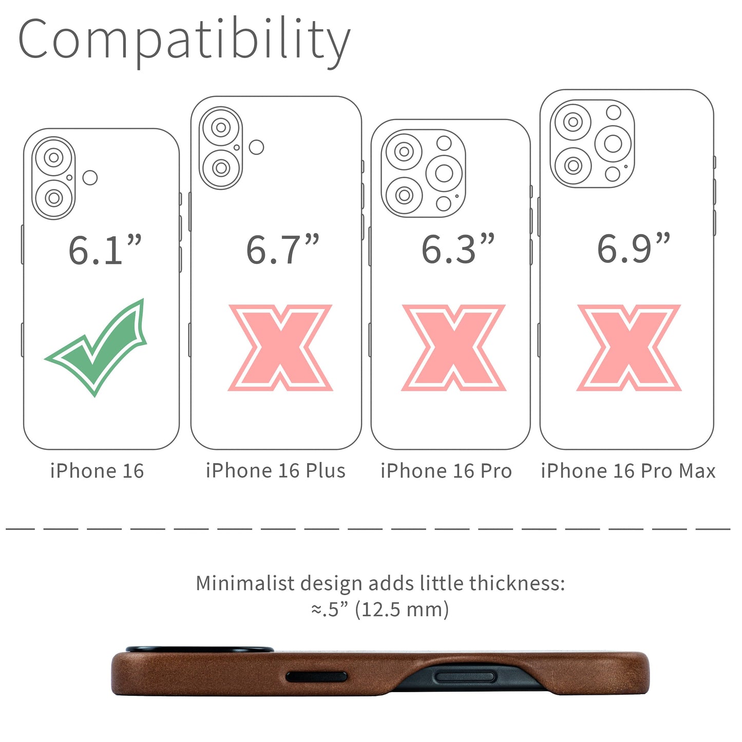Dockem Genuine Leather Case V2 for iPhone 16 with Full Camera Control Cutout, Compatible with MagSafe (MSGL, Brown)