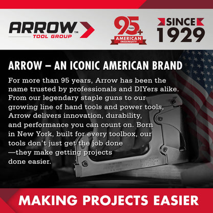 Arrow Pneumatic Staple Gun, Oil-Free Upholstery Stapler with 3750 Pieces T50 1/4", 3/8", 1/2" Staples, Adjustable Exhaust, for Woodworking, Professional and DIY Projects, PT50