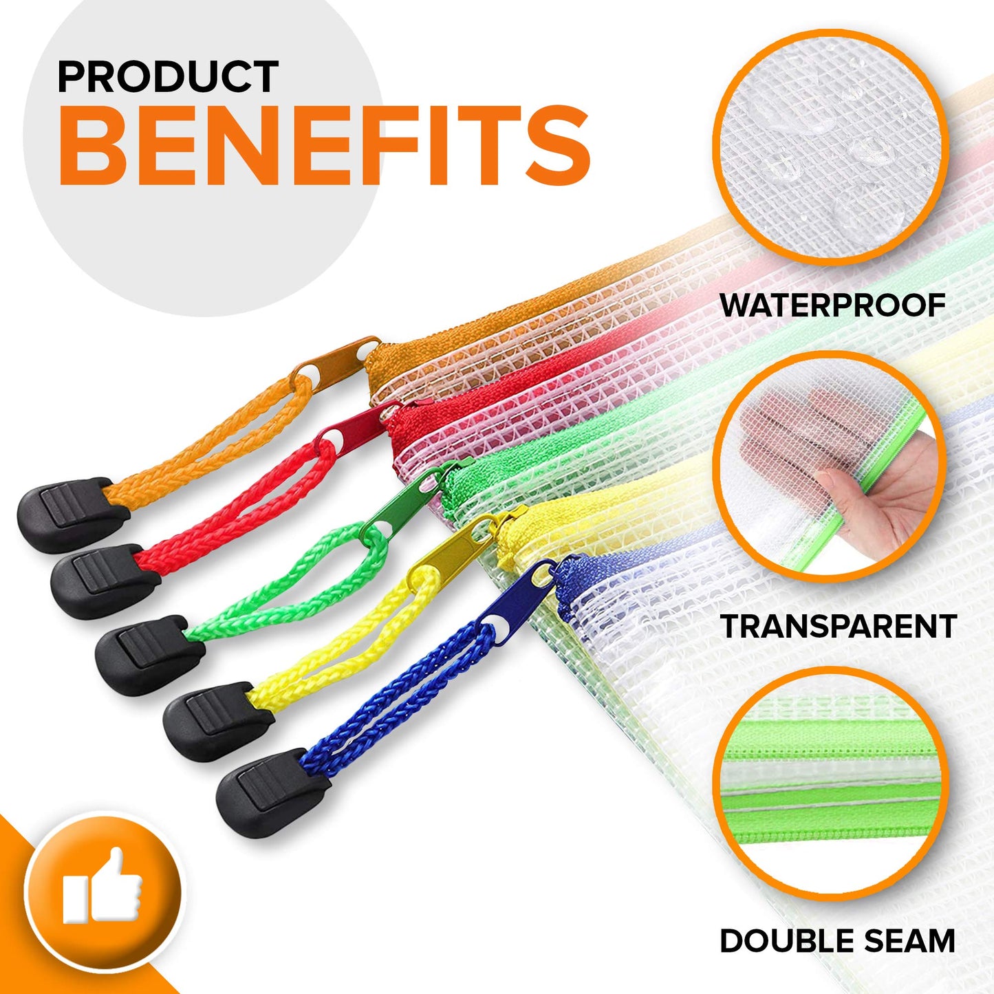 5 Pack Mesh Zipper Pouch Bags 10x14 inch - Plastic Zipper Pouches for Organizing - Document Bags with Zippered - Letter Size Zippered Pouch - Document Pouches Clear Zip Bags - Mesh Storage Bags