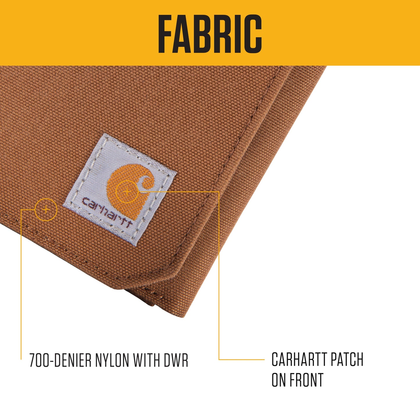 Carhartt Mens 700D Nylon Duck Wallets, RFID-Blocking W/Trifold and Front Pocket Options, Carhartt Brown (Trifold)