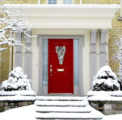 Fraser Hill Farm 30" Christmas Snow Flocked Teardrop Door Swag with Pinecones, FF030CHTD001-0SN