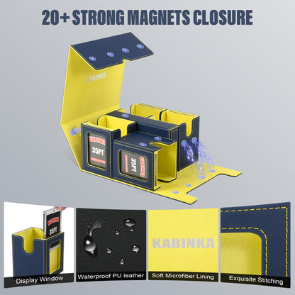 Kabinka Deck Box for MTG with Commander Display, 3 in 1 Trading Card Storage Box Fit 200 Double-sleeved Cards, Removable Deck Case for TCG/Sports Cards with 2 Magnetic Card Holders (Blue Yellow)