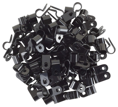 GTSE Black Nylon Plastic Cable Clamps, 3/8" Screw Mounts for Cable, Rope, Tube Management, 100 Pack