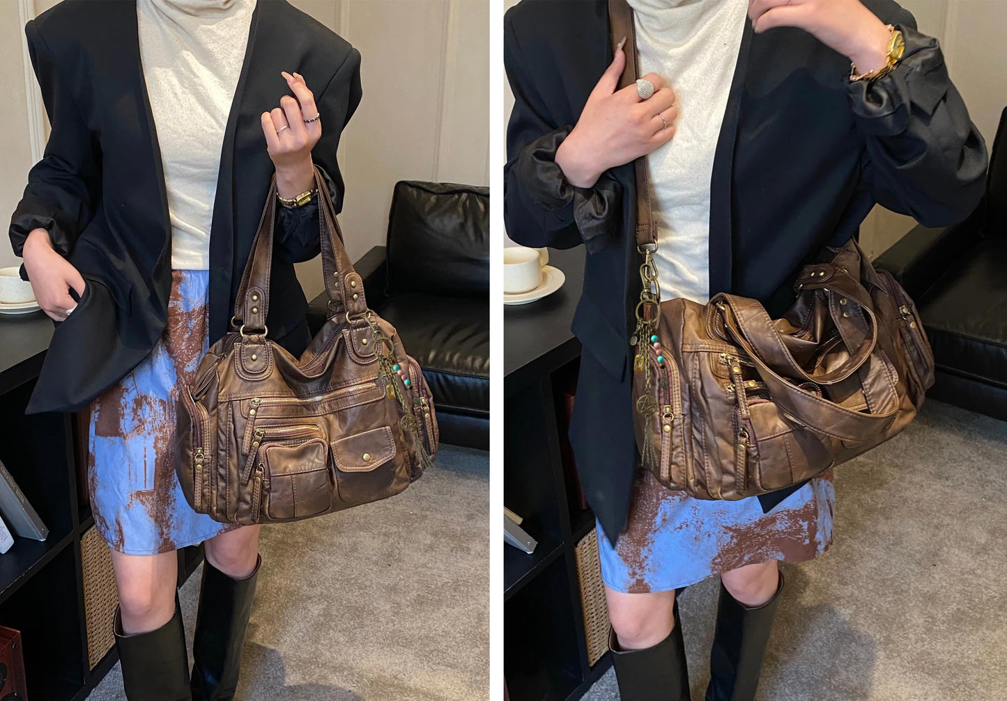 Worldlyda Crossbody Bags for Women Hobo Bag Purse and Handbags City Tote Bag Shoulder Bags with Multi Pockets