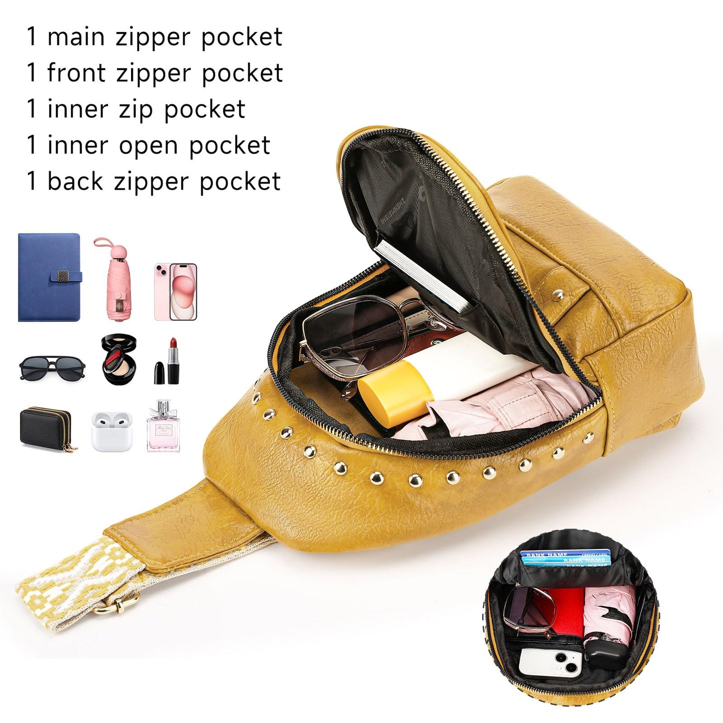 FALAN MULE Crossbody Bag for Women Pu Leather Sling Bags Fanny Pack Chest Bag
