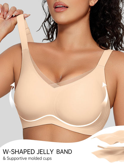 OEAK Womens Wireless Bras V Mesh Comfortable Bralette Supportive Tshirt Bra No Underwire Seamless Push Up Everyday Bras